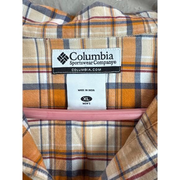 Columbia Shirt Mens Beige Orange Tan Casual Button Up Outdoors Size XL - Picture 3 of 5